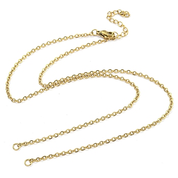 304 Stainless Steel Cable Chains Necklace Makings, with Lobster Claw Clasps and End Chains, Golden, 18-1/4 inch(46.5cm), Hole: 2.7mm