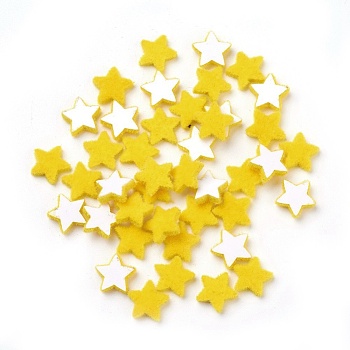 Flocky Acrylic Cabochons, Star, Goldenrod, 9x9x2mm