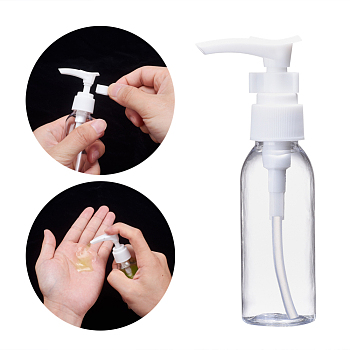 50ml Refillable PET Plastic Empty Pump Bottles for Liquid Soap, Clear, 3x12cm, Capacity: 50ml(1.69 fl. oz)