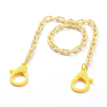 Personalized ABS Plastic Cable Chain Necklaces, Eyeglass Chains, Handbag Chains, with Plastic Lobster Claw Clasps, Yellow, 18.11~18.5 inch(46~47cm)