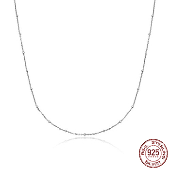 925 Sterling Silver Satellite Chains Necklaces, Silver, 15.75 inch(40cm)