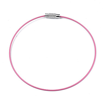 Steel Wire Bracelet Cord DIY Jewelry Making, with Brass Screw Clasp, Pearl Pink, 225x1mm