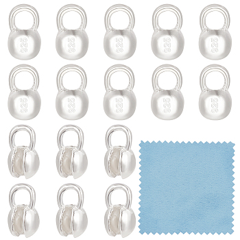 925 Sterling Silver Bead Tips, Calotte Ends, Clamshell Knot Cover, Round, with 925 Stamp, Silver, 7.5x4.5mm, Hole: 2mm, 20Pcs/box