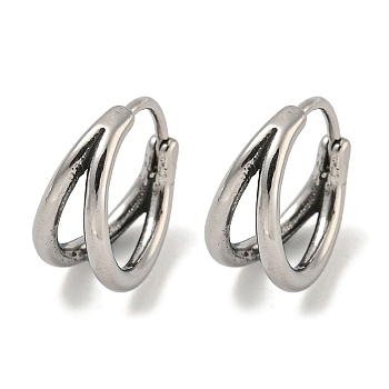 316 Surgical Stainless Steel Hoop Earrings, Ring, Antique Silver, 13.5x7mm