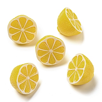 Fruit Opaque Resin Decoden Cabochons, Lemon, 19x14mm