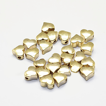 Long-Lasting Plated Brass Beads, Real 18K Gold Plated, Lead Free & Nickel Free, Heart, 5.5x6x3.5mm, Hole: 1.5mm