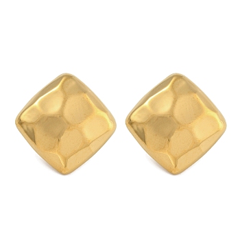 304 Stainless Steel Square Stud Earrings for Women, Golden, 26.5x26.5mm