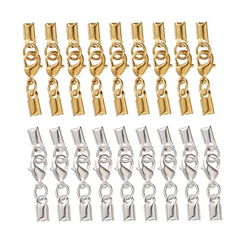 Brass Clip Ends With Lobster Claw Clasps, Nice for Jewelry Making, Mixed Color, 33x5mm, 30sets/color, 60sets/box, Packaging Box: 6.4x6.3x2cm