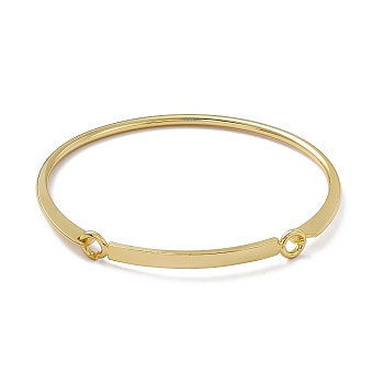 Rack Plating Brass Arch Link Bangle for Womwen, Cadmium Free & Nickel Free & Lead Free, Real 18K Gold Plated, Inner Diameter: 2-3/8x2-1/2 inch(6x6.25cm)