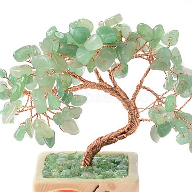 Corazón dinero árbol natural verde natural aventurina bonsai exhibir decoraciones(DJEW-G027-16RG-04)-4