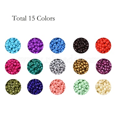 180G 15 Colors Baking Paint Glass Seed Beads(SEED-JQ0003-01C-4mm)-2