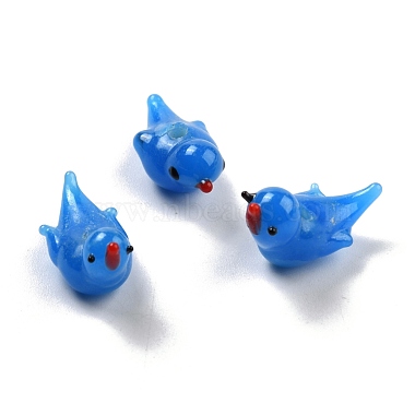 Dodger Blue Duck Lampwork Beads