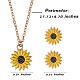 Enamel Sunflower Pendant Necklace and Stud Earrings(JX217A)-2