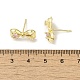 Left and Right Rack Plating Brass Micro Pave Cubic Zirconia Studs Earrings Findings(KK-K371-10G)-3