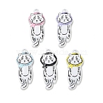 Alloy with Enamel Pendants, Cat Shape Charms, Mixed Color, 22x9x3mm, Hole: 1.2mm(AL-CBA0DA2-01A)