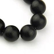Synthetic Black Stone Beads Strands, Frosted, Round, Black, 6mm, Hole: 1mm, about 64pcs/strand, 15.7 inch(G-G508-6MM)