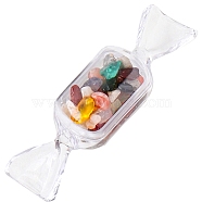 Raw Natural Mixed Stone Chip in Plastic Candy Box Display Decorations, Reiki Energy Stone Ornament, 80mm(PW-WG95386-06)