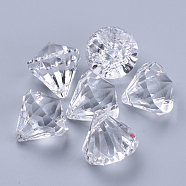 Transparent Acrylic Pendants, Faceted, Diamond, Clear, 26x24mm, Hole: 2.5mm, about 80pcs/500g(TACR-Q260-D-V01)