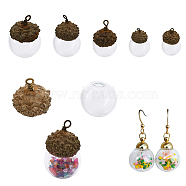 5 Sets 5 Style Glass Ball Pendants, with Natural Acorn Shell Cap, Autumn Theme, Clear, 26.5~40x16~25.5mm, Hole: 1.7~2mm, 1 set/style(GLAA-CA0001-45)