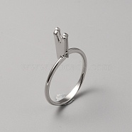 Aluminium Alloy Finger Rings Components, 4 Prong Ring Settings, Platinum, US Size 9(18.9mm)(FIND-WH0111-275B-P)