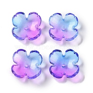 Baking Paint Glass Bead Caps, 4-Petal Flower, Violet, 12x12x4.5mm, Hole: 1.4mm(GLAA-S202-04D)