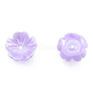 Resin Imitation Pearl Bead Caps, 5-Petal, Flower, Lilac, 7.5x8x2.5mm, Hole: 1mm(RESI-N036-02A-04)