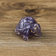Resin Home Display Decorations, with Natural Amethyst Chips and Gold Foil Inside, Tortoise, 50x30x27mm(G-PW0005-10T)