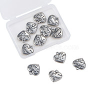 Heart with Word 316 Stainless Steel Pendants, Antique Silver, 16x16.5x4mm, Hole: 2mm, 12pcs/box(STAS-CJ0001-66)