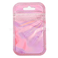 Plastic Laser Packaging Yinyang Zip Lock Bags, Top Self Seal Pouches, Rectangle, Pink, 9x5.5x0.15cm, Unilateral Thickness: 2.5 Mil(0.065mm)(OPP-D003-04A)