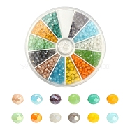 480Pcs 12 Colors Faceted Glass Beads Strands, Imitation Jade, Round, Mixed Color, 3x3mm, Hole: 0.8mm, 40Pcs/color(GLAA-Q026-07)