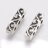 Tibetan Style Alloy Spacer Bars, Rectangle, Cadmium Free & Lead Free, Antique Silver, 18x5x5mm, Hole: 2mm, about 580pcs/1000g(TIBE-T011-169AS-LF)