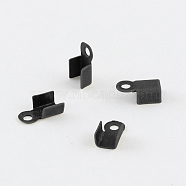 Iron Folding Crimp Ends, Fold Over Crimp Cord Ends, Gunmetal, 6x3x2.3mm, Hole: 1.2mm(IFIN-ZX994-B)