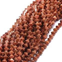 Synthetic Goldstone Beads Strands, Faceted, Bicone, 4x4mm, Hole: 0.7mm, about 105pcs/strand, 15.35''(39cm)(G-E569-E02)