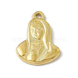 304 Stainless Steel Pendants, Virgin Mary Charm, Golden, 22x16.5x2.5mm, Hole: 2mm(STAS-P316-06G)