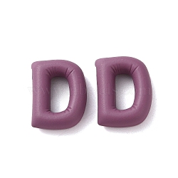 Rack Plating Spray Painted Alloy Pendants, Rubberized Style, Purple, Letter D, 19x15x6mm, Hole: 1.5mm(FIND-C062-08D)