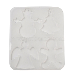 Christmas Collection Pendant Silicone Molds, Epoxy Resin Jewelry Making, White, 180x152x6mm, Hole: 3.5mm, Inner Diameter: 75~84x57~81mm(SIL-B074-04A)