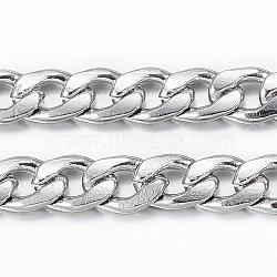 Tarnish Resistant 304 Stainless Steel Cuban Link Chains, Chunky Curb Chains, Twisted Chains, Unwelded, with Spool, Stainless Steel Color, 5.5x3.8x1mm, about 65.61 Feet(20m)/roll(CHS-H009-14P)