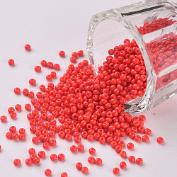 11/0 Grade A Round Glass Seed Beads, Baking Paint, Orange Red, 2.3x1.5mm, Hole: 1mm, about 48500pcs/pound(SEED-N001-A-1069)