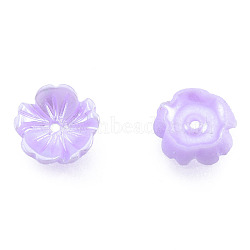 Resin Imitation Pearl Bead Caps, 5-Petal, Flower, Lilac, 7.5x8x2.5mm, Hole: 1mm(RESI-N036-02A-04)
