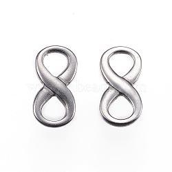 304 Stainless Steel Links connectors, Infinity, Stainless Steel Color, 15x7.5x2mm, Hole: 4x4.5mm(STAS-F040-10-P)