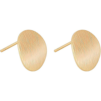 Brass Ear Stud Findings, with Loop, Flat RoundVacuum Packing, Real 18K Gold Plated, 12mm, Hole: 2mm, Pin: 0.5mm, 20pcs/box