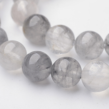Natural Cloudy Quartz Round Bead Strands, 8.5mm, Hole: 1mm, about 47pcs/strand, 15.3 inch