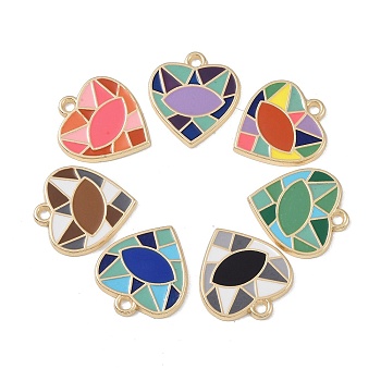 Rack Plating Alloy Enamel Pendants, Cadmium Free & Nickel Free & Lead Free, Heart Charm, Mixed Color, 27x25x2mm, Hole: 2mm