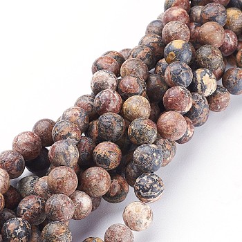 15~16 inch Round Gemstone Strand, Red Leopard Skin Jasper, Size:8mm in diameter,  15~16 inch/strand,about 46 beads, hole: about 1mm.