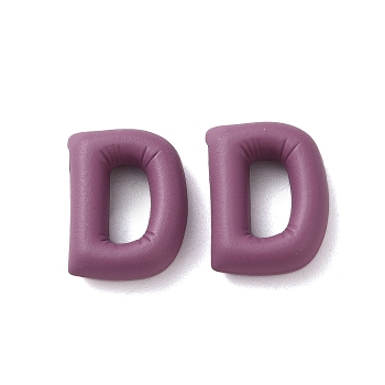 Rack Plating Spray Painted Alloy Pendants, Rubberized Style, Purple, Letter D, 19x15x6mm, Hole: 1.5mm