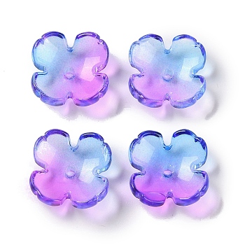 Baking Paint Glass Bead Caps, 4-Petal Flower, Violet, 12x12x4.5mm, Hole: 1.4mm