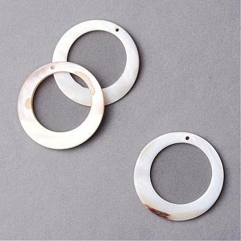Sea Shell Pendants, Ring, Creamy White, 30.5x1.5~2.5mm, Hole: 1mm