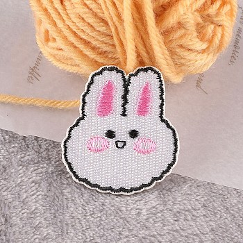 Animal Computerized Embroidery Cloth Self Adhesive Patches, Costume Accessories, Appliques, Rabbit, 42x39mm