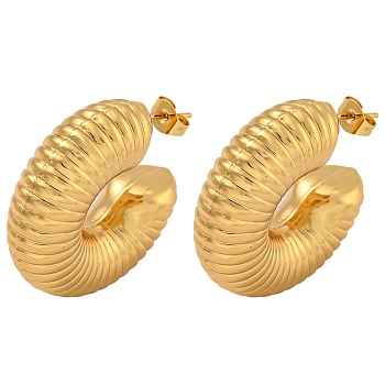 PVD Vacuum Plating 202 Stainless Steel Hoop Earring, with 304 Stainless Steel Pins, Golden, 30x10.5mm