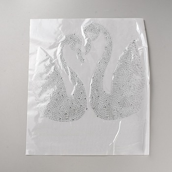 Glass Hotfix Rhinestone, Iron on Appliques, Costume Accessories, for Clothes, Bags, Pants, Crystal, 222x135x1.5mm